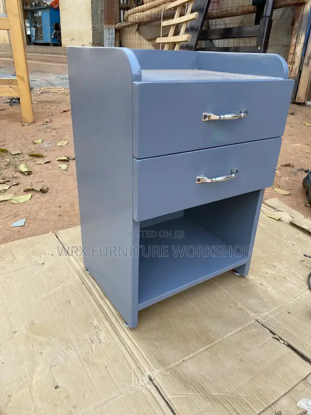 Gray Wooden Side Bed Drawer - 1