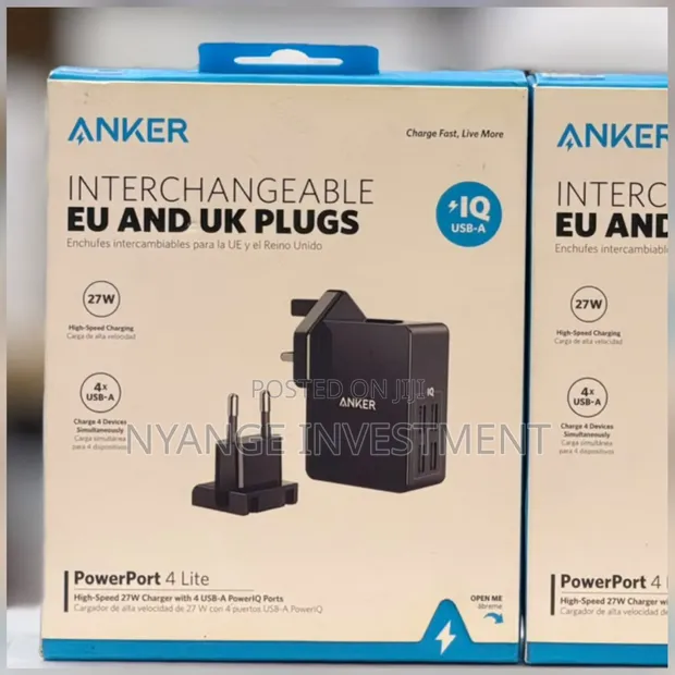 Anker PowerPort 4 Lite 27W 4-Port USB-A Wall Charger - 1