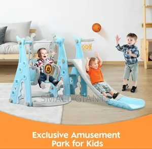 4-in-1 Indoor/Outdoor Kids Swing Set with Basketball Hoop