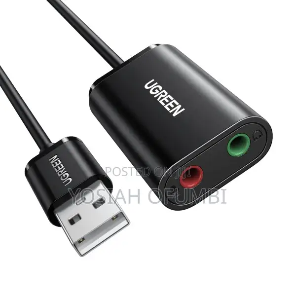 Ugreen US205 USB 2.0 to 3.5mm External Sound Adapter (Black) - 1