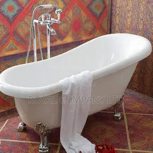 Decoraport Ceramic Clawfoot Bathtub with Mixer Tap