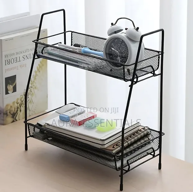 Two-Tiered Metal Mesh Multipurpose Storage Shelf - 1