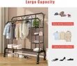 Metal Wheeled Coat Rack with Shelves - 5