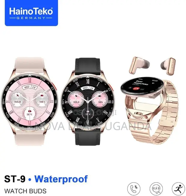 Hainteko ST 9 Smart Watch with Gold Earphones & 3 Straps - 1