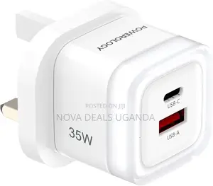 Powerology 35W Dual Port Fast Wall Charger (USB-C PD + USB-A)
