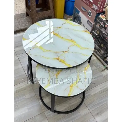 2-Piece Round Tempered Glass Nesting Coffee Table Set - 1