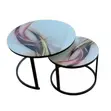 2-Piece Round Tempered Glass Nesting Coffee Table Set - 2