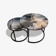 2-Piece Round Tempered Glass Nesting Coffee Table Set - 3