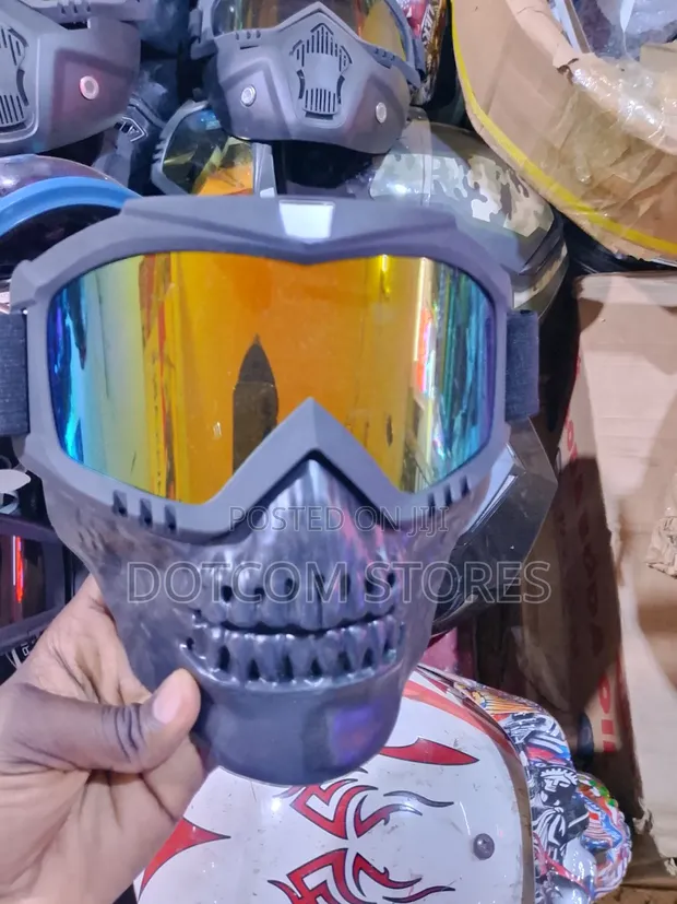 Skull Motorcycle Goggles with Removable Face Mask - 1