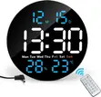 Digital LED Round Wall Clock - 10" Blue - 1