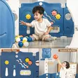 Kids Foldable Activity Center Playpen with Basketball Hoop - 1