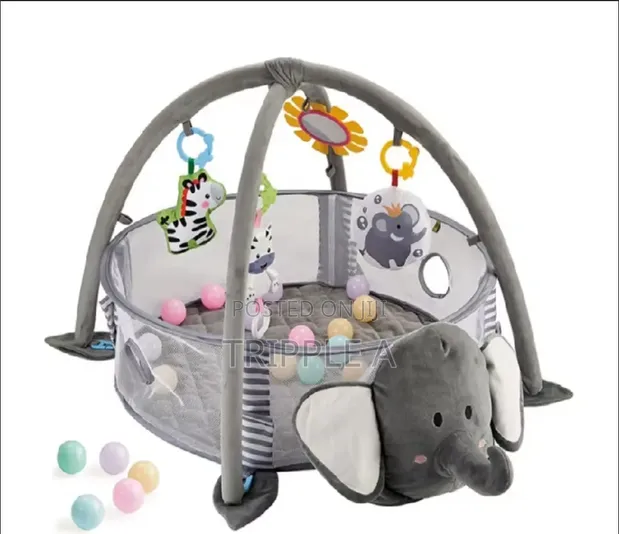 Soft 3-in-1 Plush Elephant Baby Gym Mat - 1