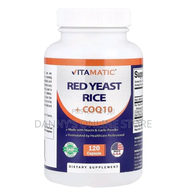 Red Yeast Rice 1200mg with CoQ10 & Garlic, 120 Capsules - 1