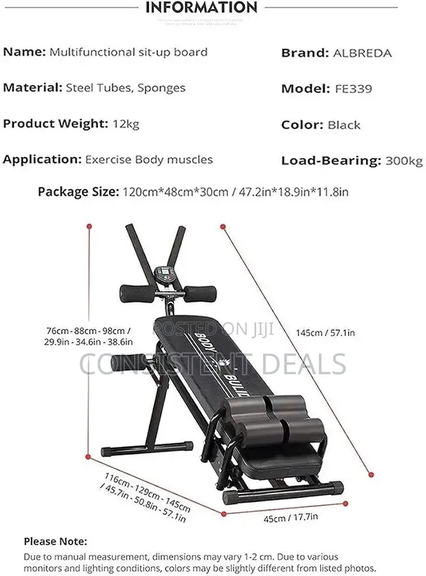 Adjustable Gym Weight Bench Press - Foldable Home Gym - 1