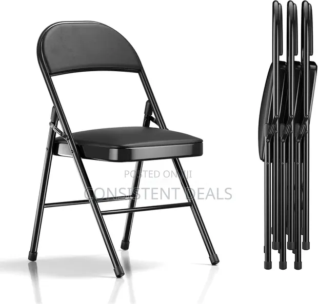 VECELO Portable Foldable Chair with PU Leather Seat (4-Pack) - 1