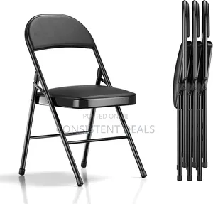 VECELO Portable Foldable Chair with PU Leather Seat (4-Pack)