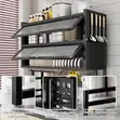 2-Tier Carbon Steel Kitchen Utensil Holder - 1