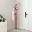 Modern 12-Hook Metal Standing Coat and Hat Rack - Red - 2