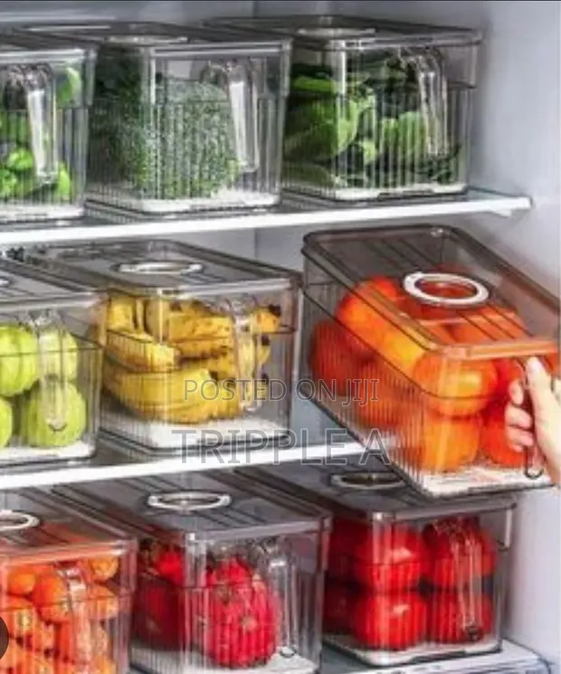 Large Capacity Plastic Kitchen Storage Box with Handle - 1
