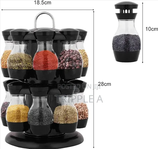 360 Rotating Spice Rack Stand - Black - 1