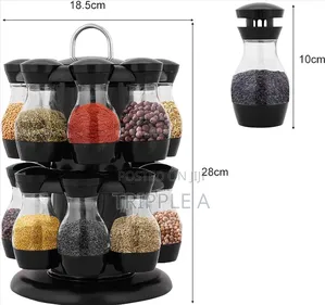 360 Rotating Spice Rack Stand - Black