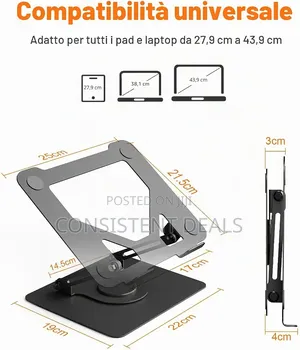 Ergonomic Laptop Stand with 360° Swivel Base