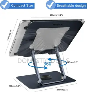 Adjustable Aluminum Laptop Stand with 360° Swivel Base