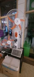 Rechargeable Standing Fan with Solar Panel and 2 Bulbs - 1