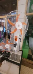 Rechargeable Standing Fan with Solar Panel and 2 Bulbs - 2