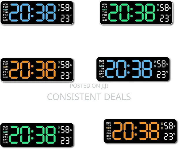 Large Digital LED Wall Clock with Temperature & Date Display - 1