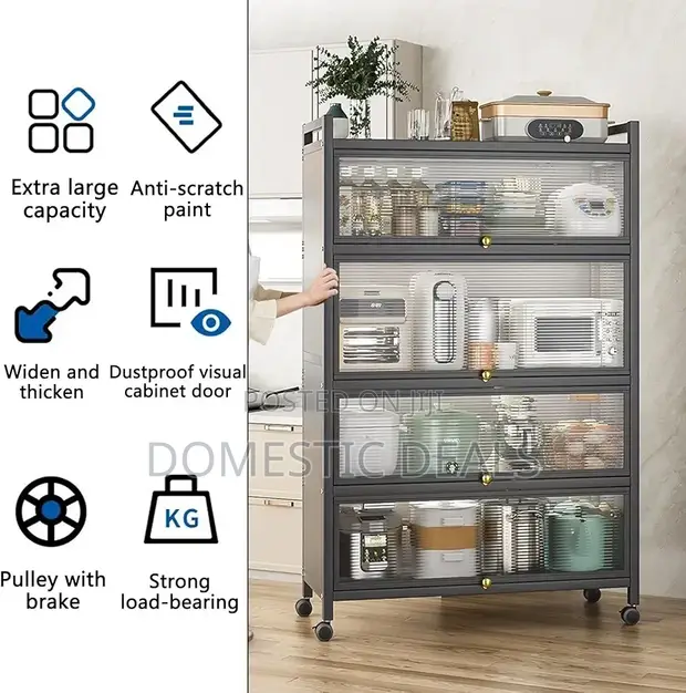 5-Tier Rolling Kitchen Rack Microwave Stand - 1
