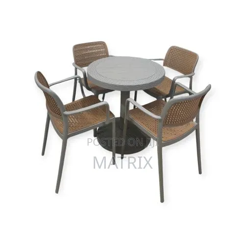 Dining Plastic Table with 4 Chairs - 1