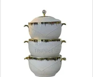 3-in-1 Ceramic Gold Rim Serving Bowls