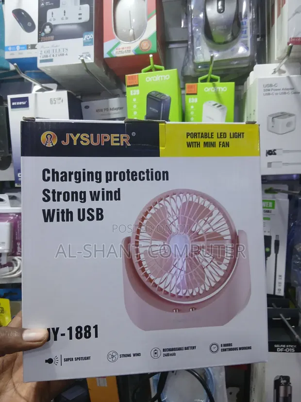 Jysuper JY-1881 Portable Mini Fan with LED Light - 1