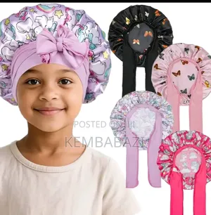 Children's Printed Satin Bonnet with Bow