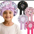 Children's Printed Satin Bonnet with Bow - 1