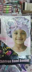 Children's Printed Satin Bonnet with Bow - 2