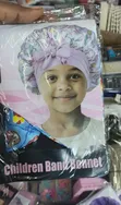 Children's Printed Satin Bonnet with Bow - 3