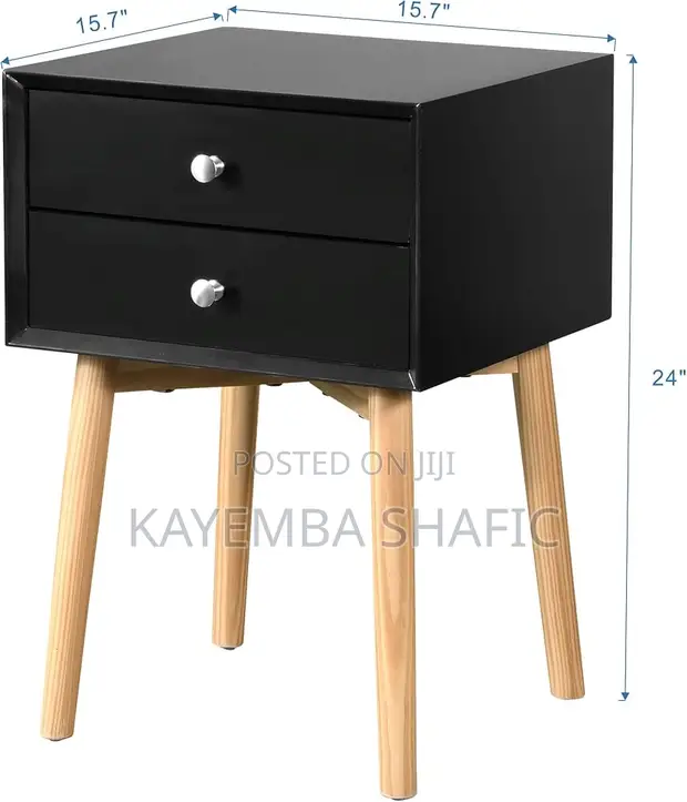 Modern 2-Drawer Bedside Nightstand Table - 1