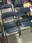 UK Used Black Foldable Leather Chairs - 4