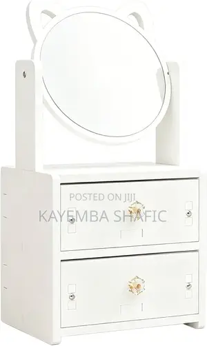 Cat-Ear Tabletop Makeup Mirror & Cosmetic Organizer