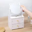 Cat-Ear Tabletop Makeup Mirror & Cosmetic Organizer - 3