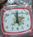 Red Alarm Clock with Vintage Floral Design - 2