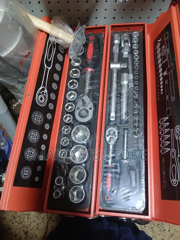 85-Piece Automotive & Industrial Repair Tool Set (Red Metal Box) - 1