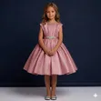 SHEIN Young Girls Sequin Bow Satin Dress - 2