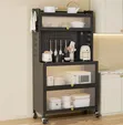 Metallic 5-Tier Kitchen Storage Cabinet with Doors - 1