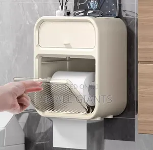 Toilet Paper Holder with Shelf and Drawer