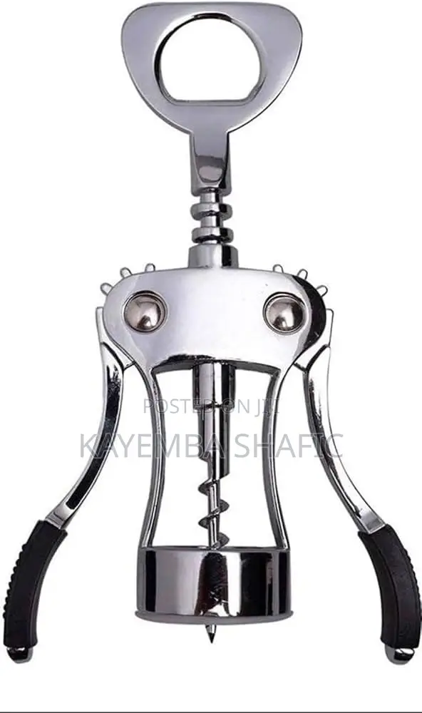 Silver Metal Winged Corkscrew Wine & Beer Bottle Opener - 1
