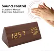 Wooden LED Digital Desk Clock with Time, Date, Temperature Display - 1