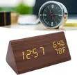 Wooden LED Digital Desk Clock with Time, Date, Temperature Display - 2